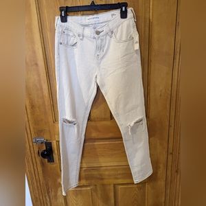 Bullhead Skinny Boyfriend Jeans Women's Size 25 Mid Rise Slim Cream Ripped NWT